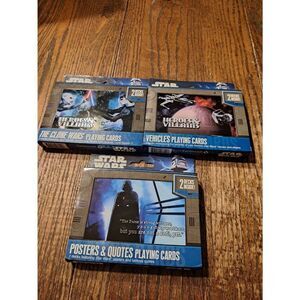 Star Wars Lucasfilm 6 Decks Playing Cards n 3 Tins Lot Posters Heroes Clone Wars